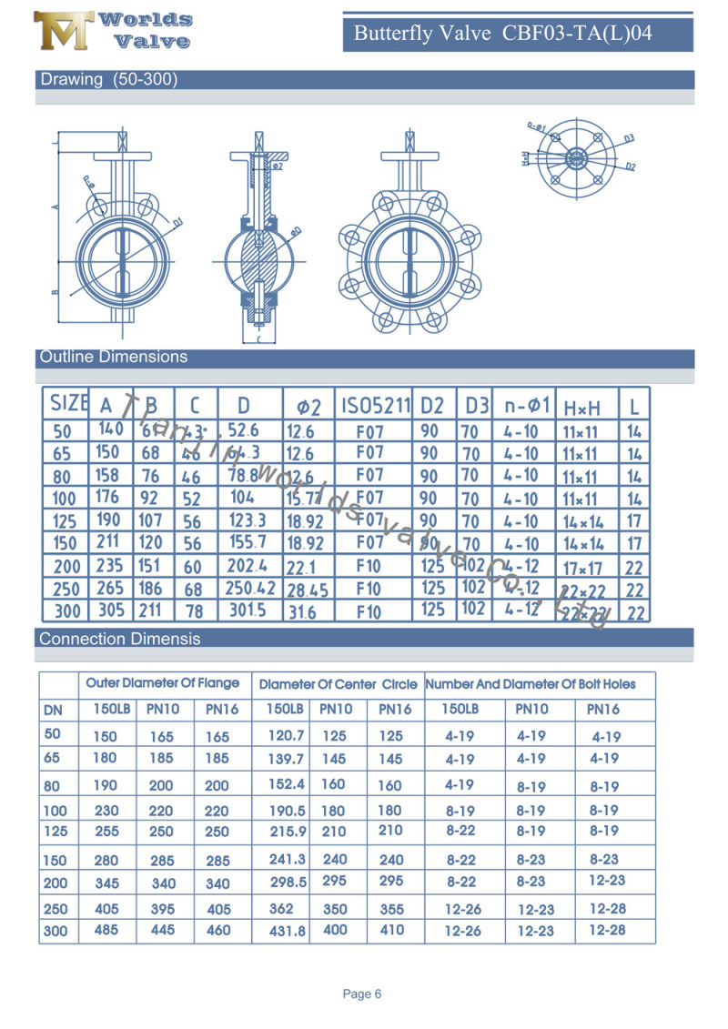 Changeable Liner/Seat Wafer Type Butterfly Valve with Two Shaft