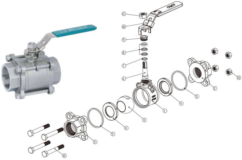 3PC Stainless Steel High Pressure 1000wog Manual 1 Inch Ball Valve