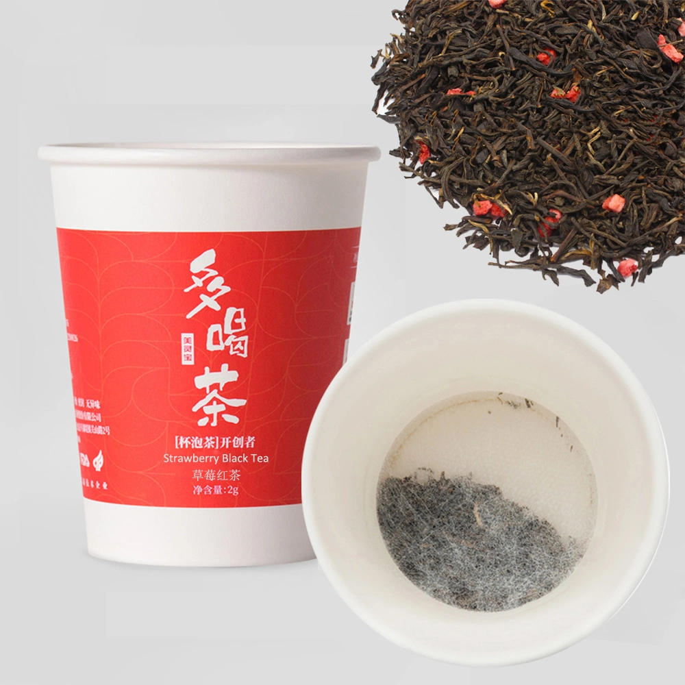 Private Label Paper Cup Instant Tea Strawberry Flavored Black Tea