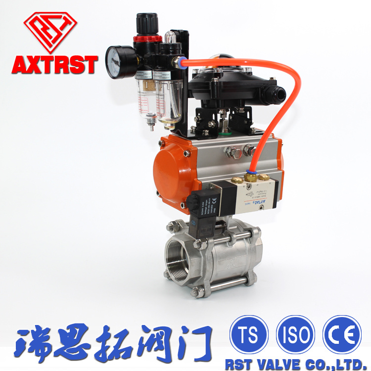Single / Double Acting Pneumatic Ss 3PC Ball Valve