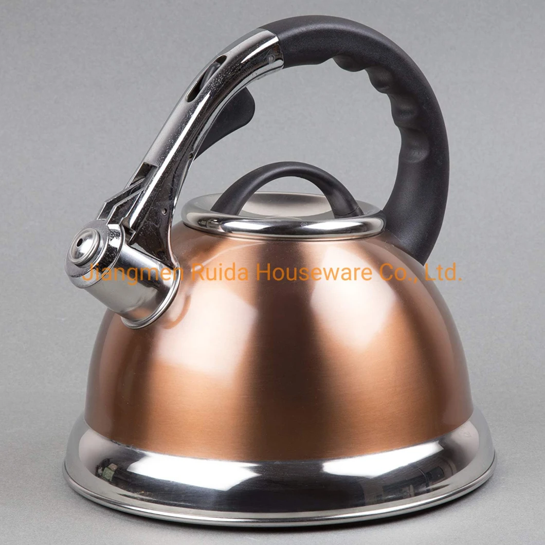 Copper Painting Stainless Steel Whistling Coffee Tea Water Kettle with Heat Resistant Handle