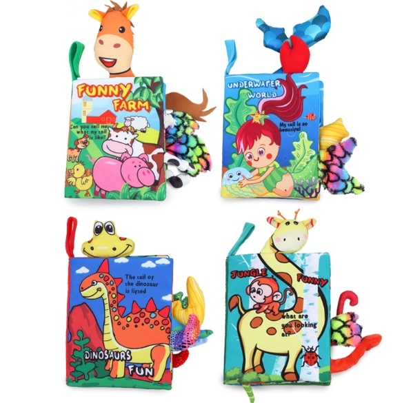 Baby Tail Cloth Book Three-Dimensional Tail Animal Cloth Book Tear Not Torn Cloth Book Manufacturers Wholesale Spot