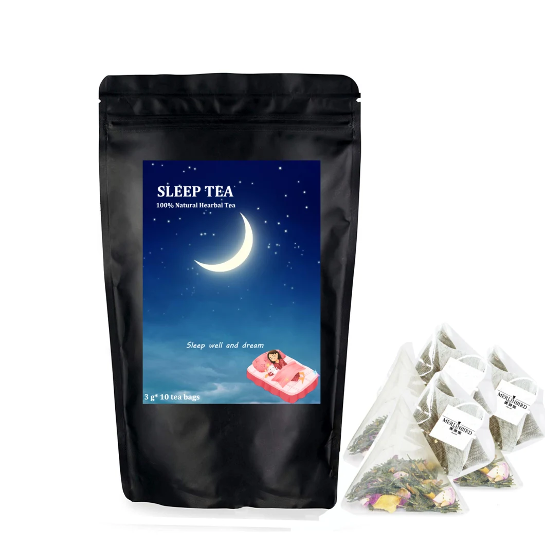 Custom Label Wtih String and Tag Pyramid Teabags Sleep Tea