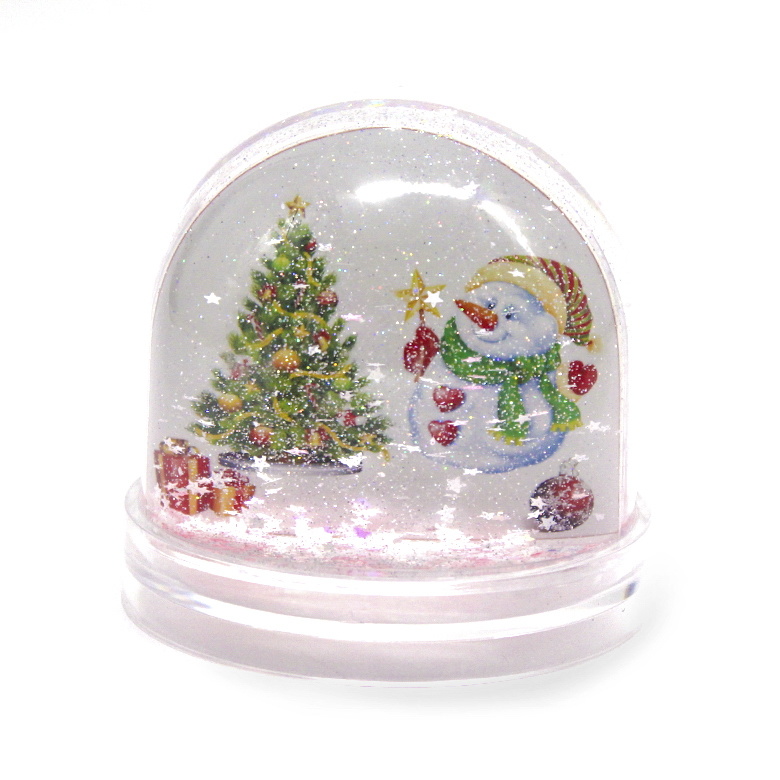 Custom Christmas Snow Man Plastic Snow Globe DIY Photo Frame Water Globe