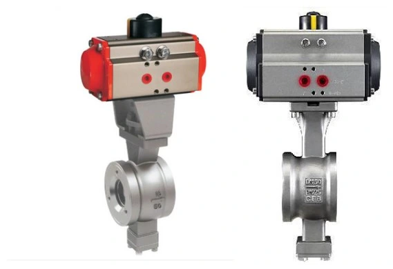 Pneumatic Actuated Wafer V-Type Stainless Steel Ball Valve