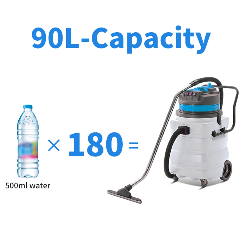 90L 3 Motors Acidproof and Anti Alkalis Wet & Dry Vacuum Cleaner with Semitransparent Plastic Tank