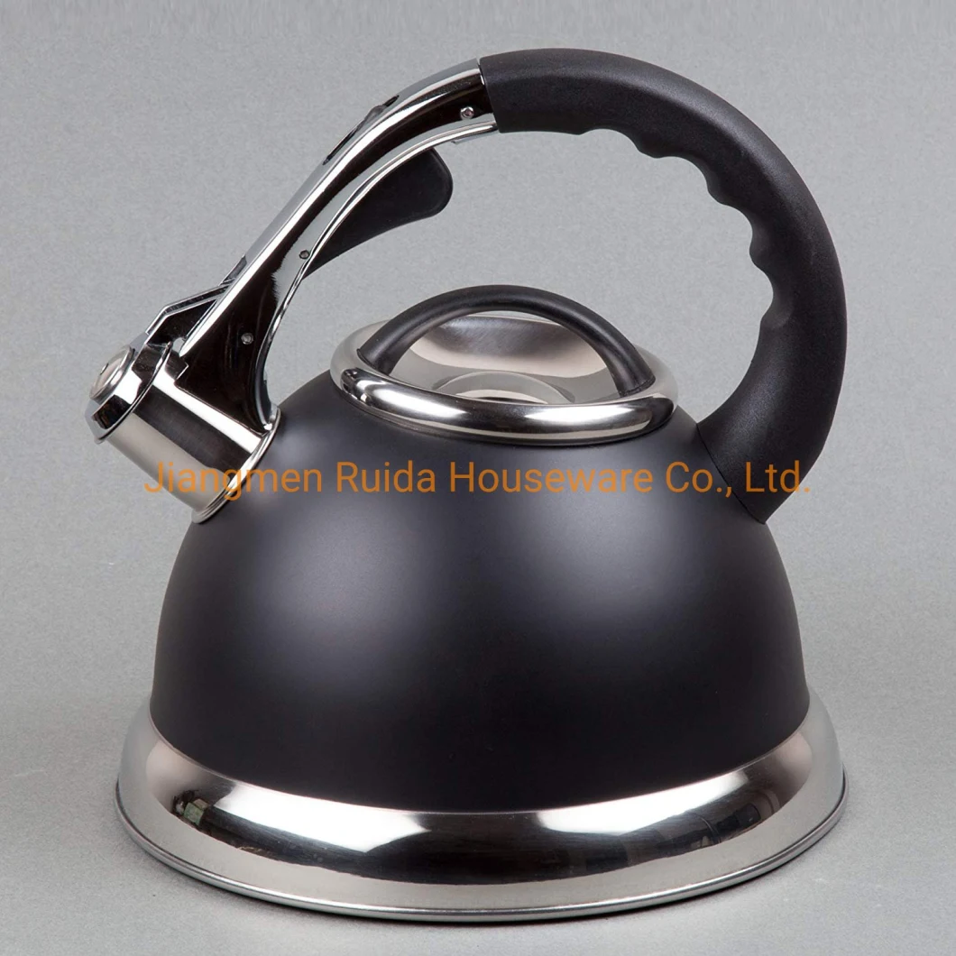 Black Painting Stainless Steel Whistling Coffee Tea Water Kettle with Heat Resistant Handle