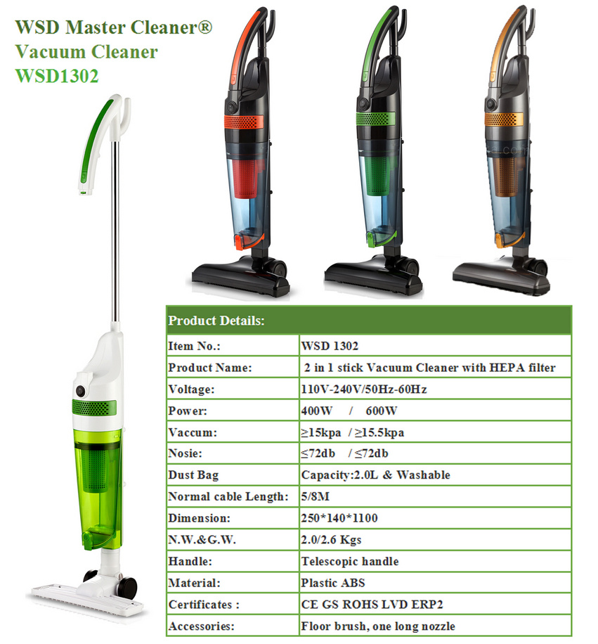 Wholesale Price Bagless Cyclone Stick Vacuum Cleaner (WSD1302-17)