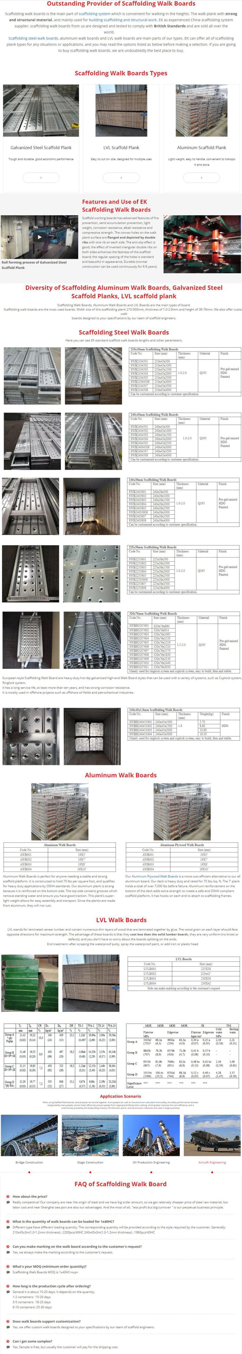 BS1139 En74 Scaffold Walk Boards Replace The Surface China Factory Scaffolding Walking Board Pre-Galvanized Metal Deck Steel Plank