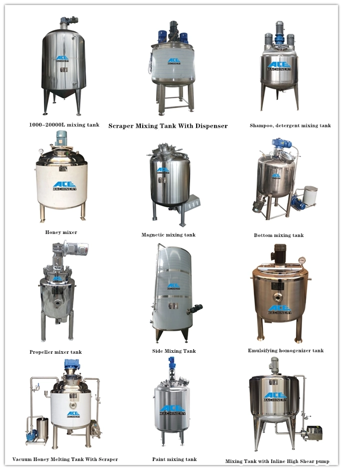 Sanitary Stainless Steel Cooling and Heating Paint Liquid Agitator Mixing Buffer Tank