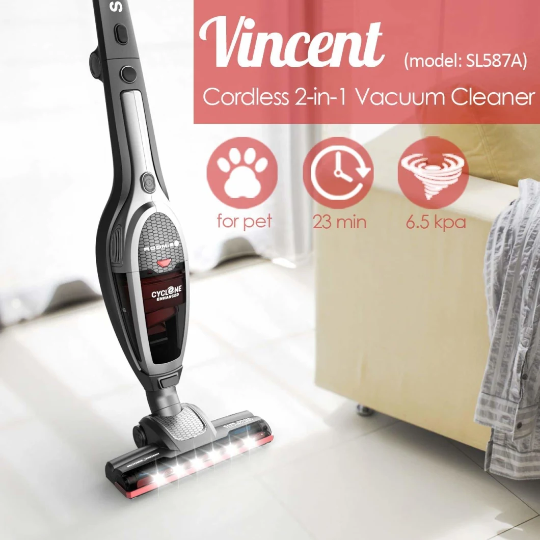 Ly587 2 in 1 Using Cyclonic Cordless Stick Dry Home Vacuum Cleaner with CB, Ce Certificate