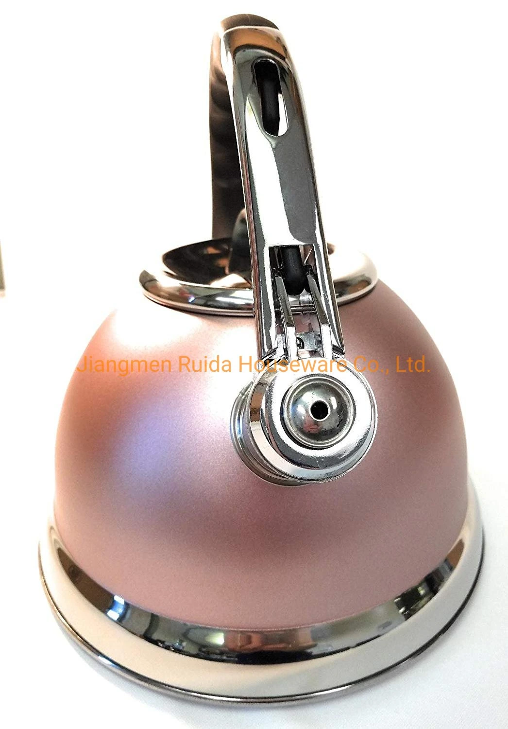 Pink Painting Stainless Steel Whistling Coffee Tea Water Kettle with Heat Resistant Handle