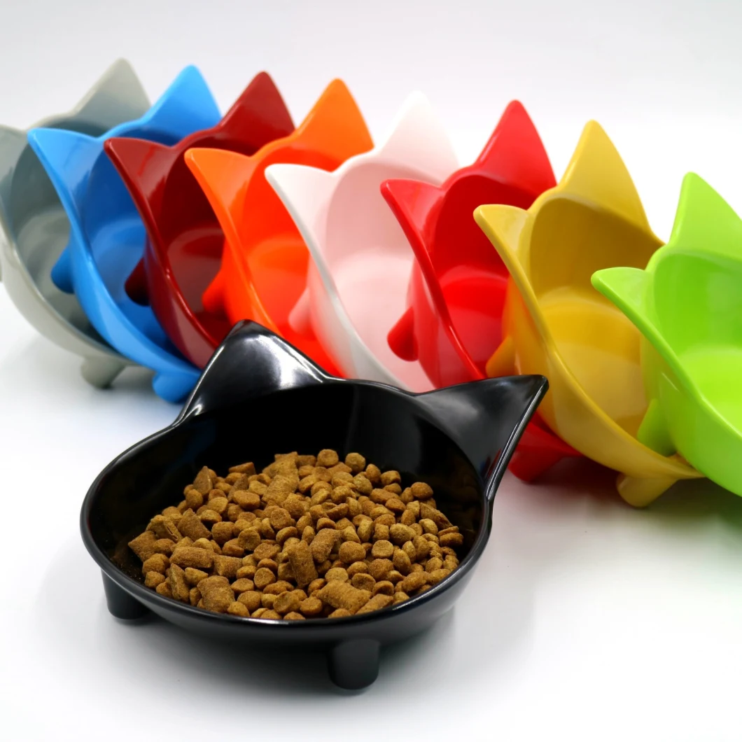 Lightweight Cute Cat Ear Pet Feeding Bowl Eco-Friendly Anti-Slip Feeder for Cat Kitten Esg12686