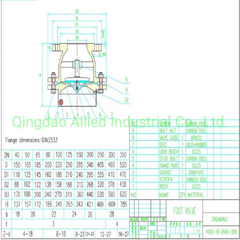 Muffler Check Valve Silencing Check Valve H41X Pn10/16 and Foot Valve