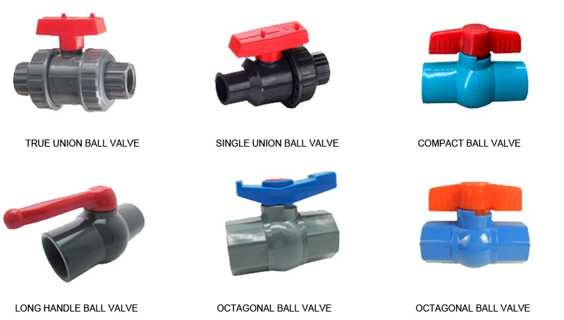 China Dn32 1'' Plastic PVC Ball Water Ball Valves