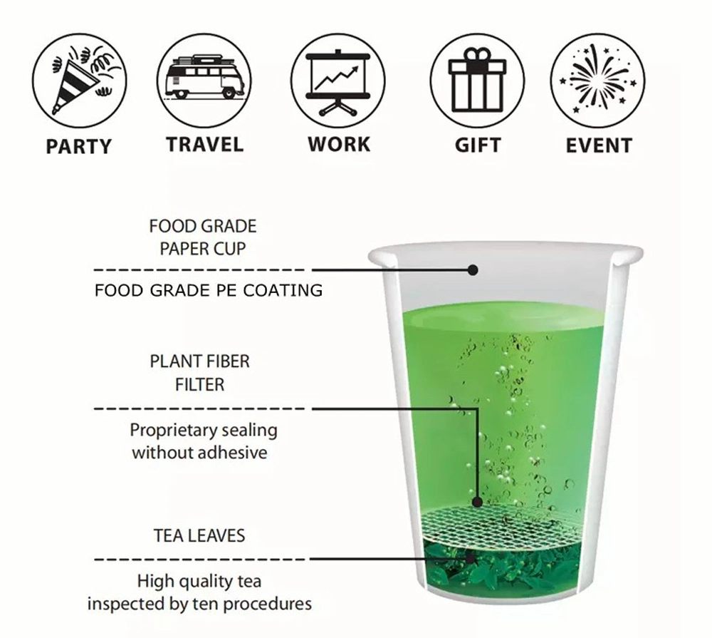 Factory Price Biodegradable PLA Sugarcane Paper Cup Tea Jasmine Green Tea