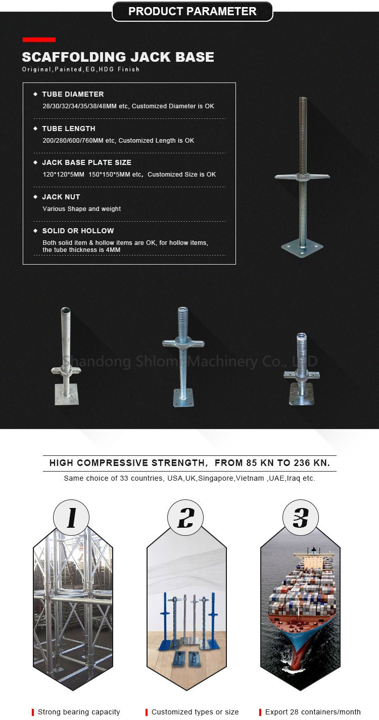 Electric Galvanized U Head Screw Jack for Ringlock Scaffolding SGS ISO Factory