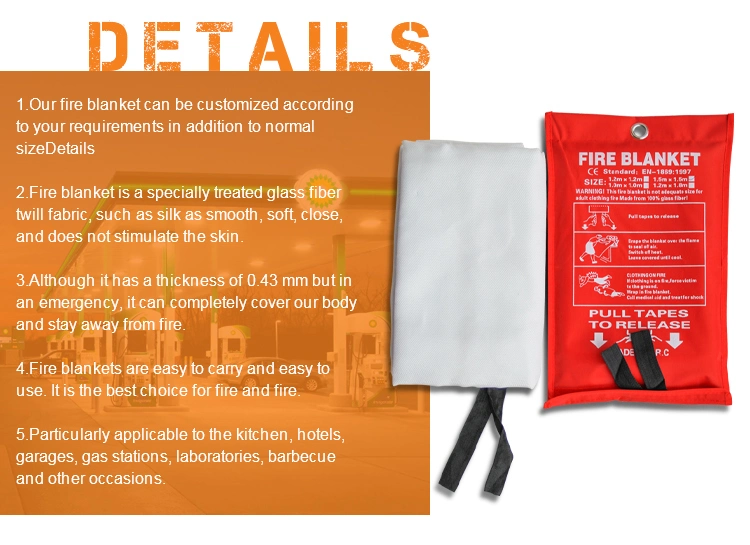 Heat Insulation Fiberglass Fire Resistant 1.2m X 1.2m Fire Blanket for Sale