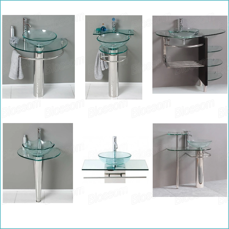 Household Wall-Mounted Lacquer Glass Washing Basin Vanity with Mirror (BLS-2035)