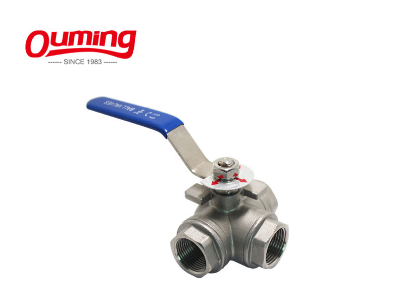 316L Stainless Steel Three Way Threaded End Ball Valve