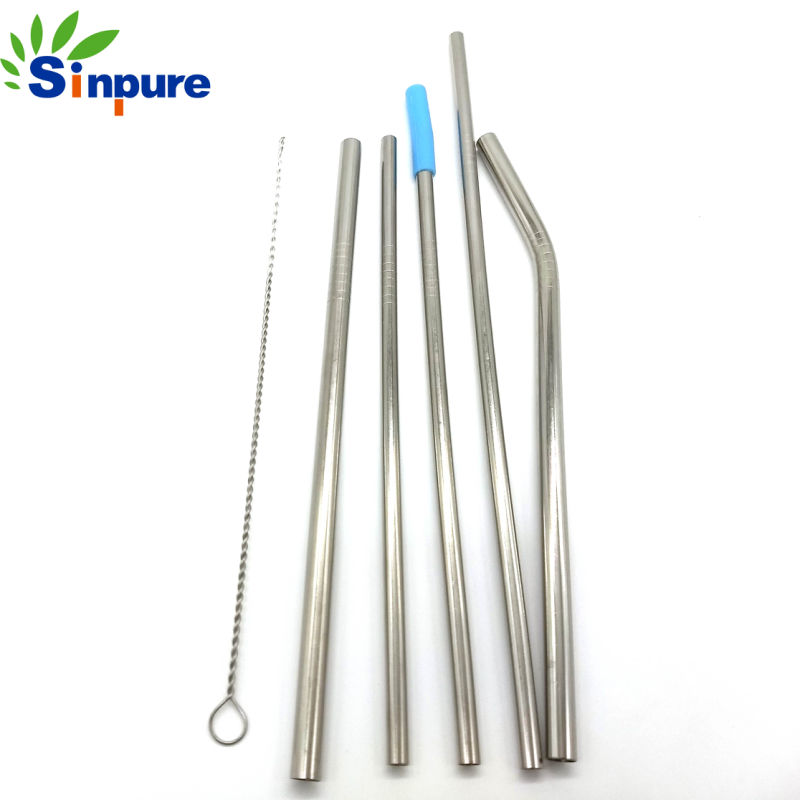 Provide 23mm Collapsible Drinking Straw Telescopic Stainless Steel Foldable Straws with Brush