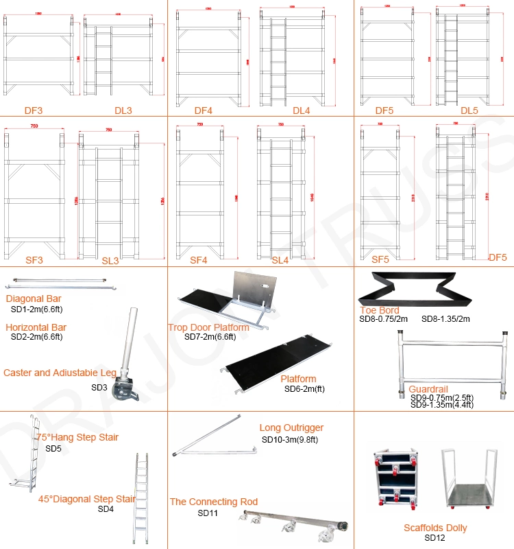 Portable Construction Scaffolding Tower Platform Aluminum Mobile Scaffolding