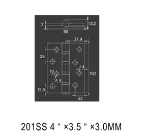 Door Hinge Ball Bearing 4bb 3.0mm Pivot Hinge Made of Ss201 Stainless Steel for Door