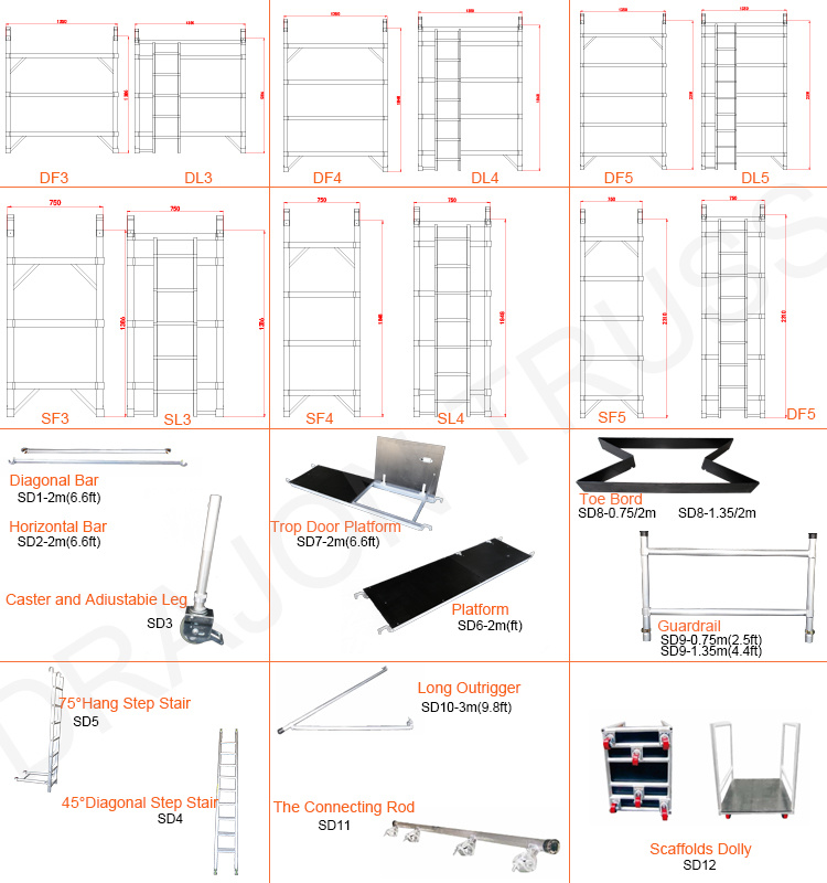 Aluminum Scaffolding for Construction Portable Indoor Aluminum Scaffolding
