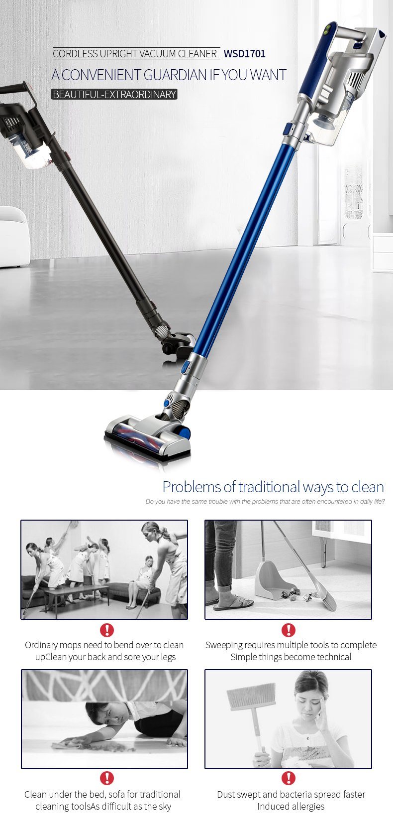 Bagless Cyclone Rechargeable Home Stick Vacuum Cleaner