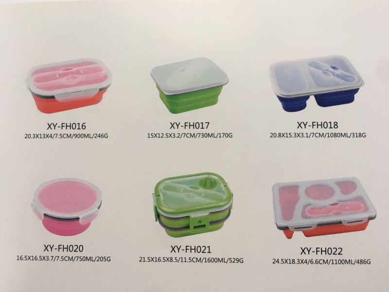 Food Grade Silicone Food Container Lunch Box with Dual Utensil