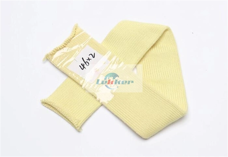 High Temperature Resistant/Heat Resistant Aramid Knitting Sleeves, Yellow Aramid Knitting Tubes for Glass Processing Industry