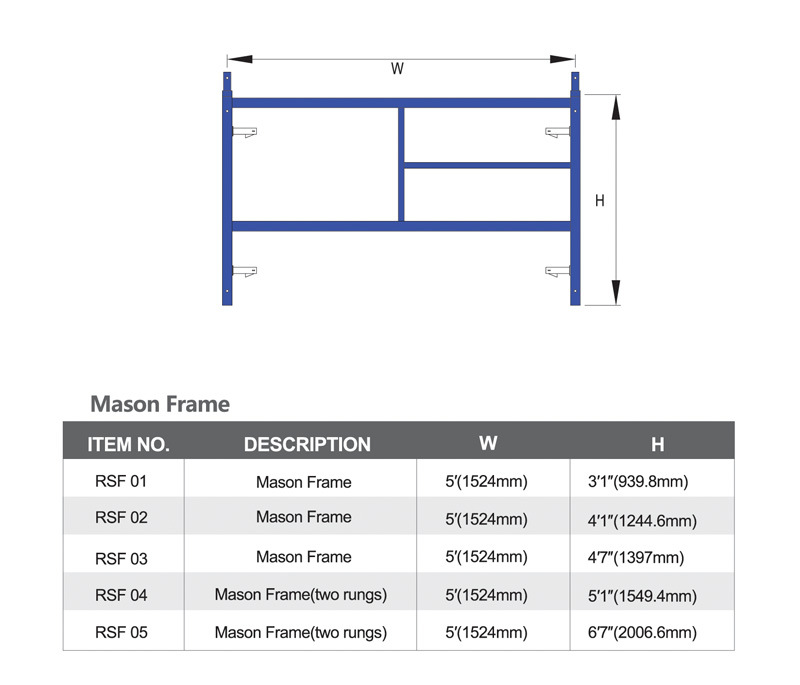 Steel Mason Main H Type Walk Through Shoring Scaffolding Scaffold Ladder Mobile Frame