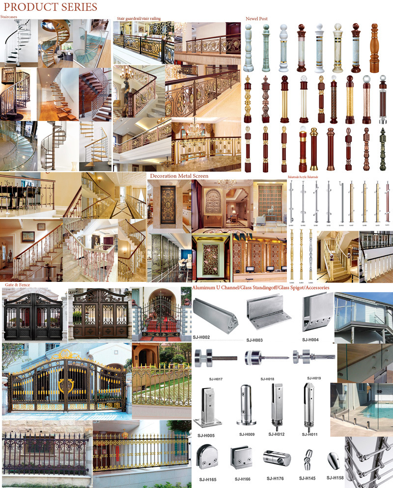 Interior Luxury Aluminum Stair Railing/Staircase Guardrail for Curved Stair