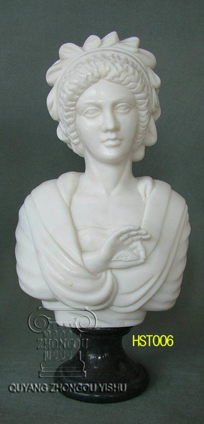 White Marble Woman Bust for Table Ornament