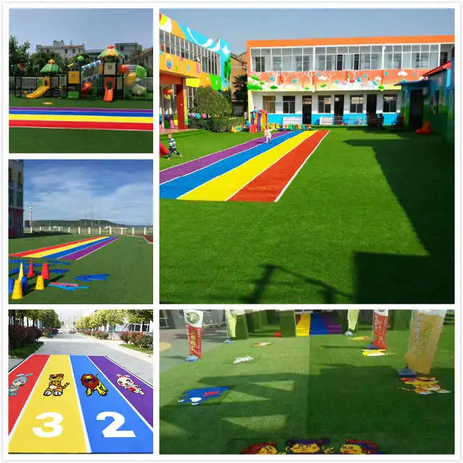 Red/Blue/Orange/Yellow/Purple Color Artificial Grass for Kindergarten