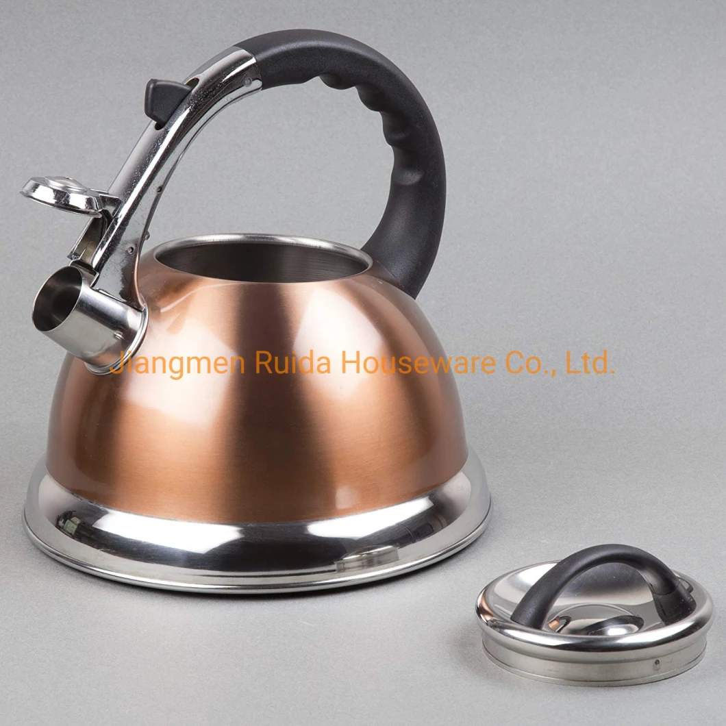 Copper Painting Stainless Steel Whistling Coffee Tea Water Kettle with Heat Resistant Handle