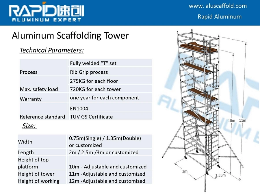 Aluminum Scaffolding Steel Scaffold Mobile System Tower for Construction (En Standard)