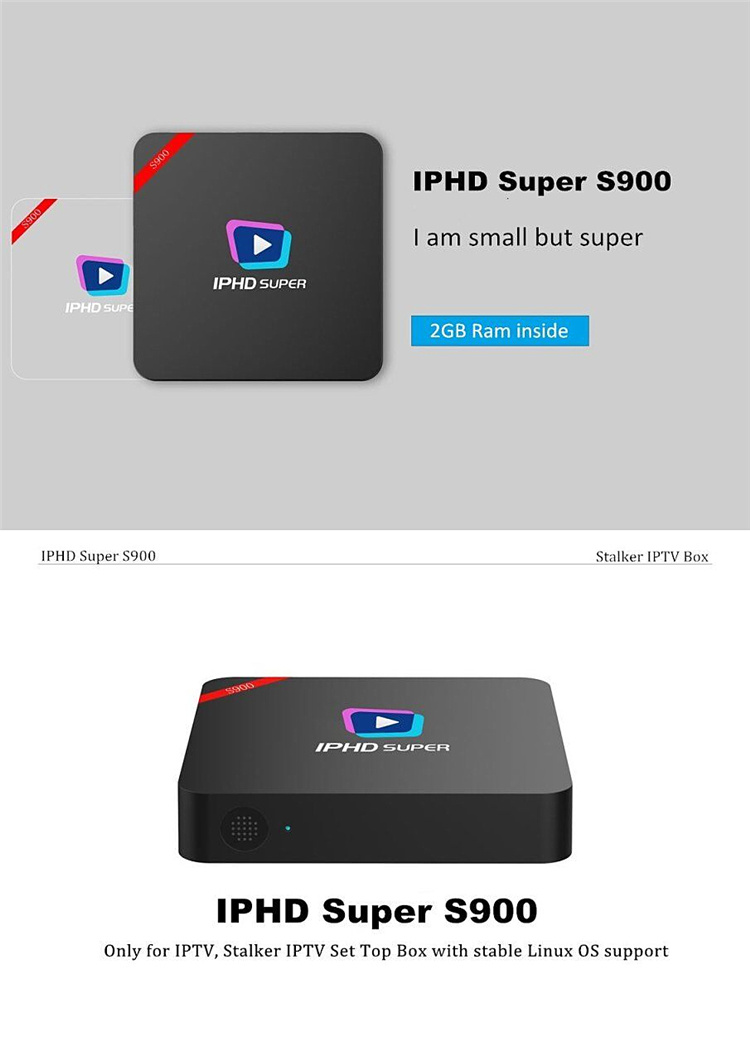 Linux Stalker IPTV Box Iphd S900 with All Channels One Year IPTV Subscription IPTV Stalker 2g RAM Streaming TV Box