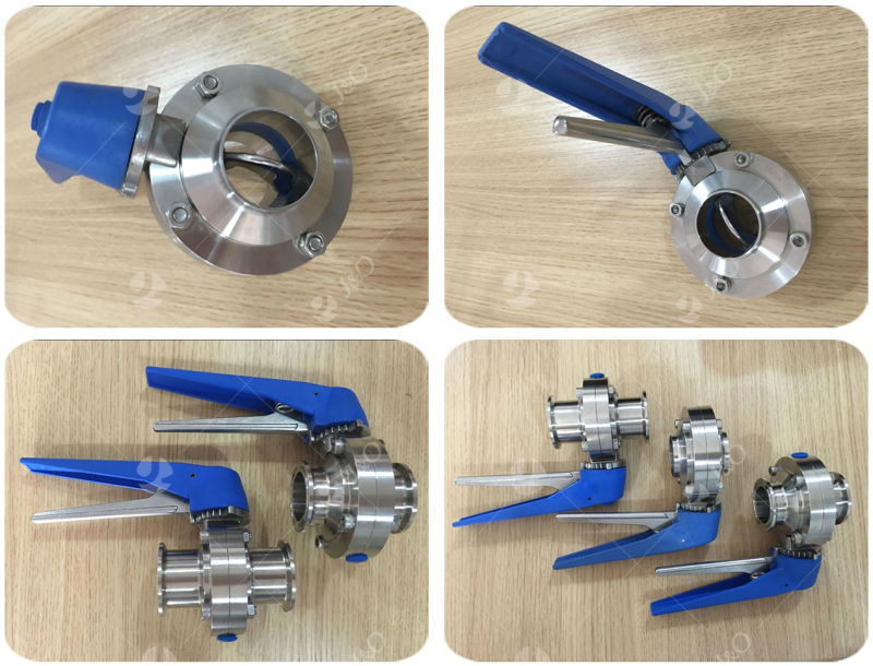 Sanitary Stainless Steel Food Grade Butt Weld Butterfly Valve with Stainless Steel Pull Handle