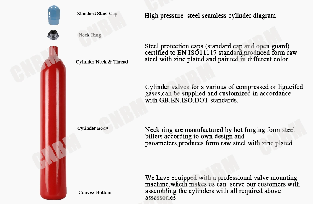 279-60L BV Approved Seamless Steel Gas Cylinders Fire Extinguisher CO2 Fire Fighting Extinguisher ISO9809-3 Standard Aerosol Fire Fighting Cylinder