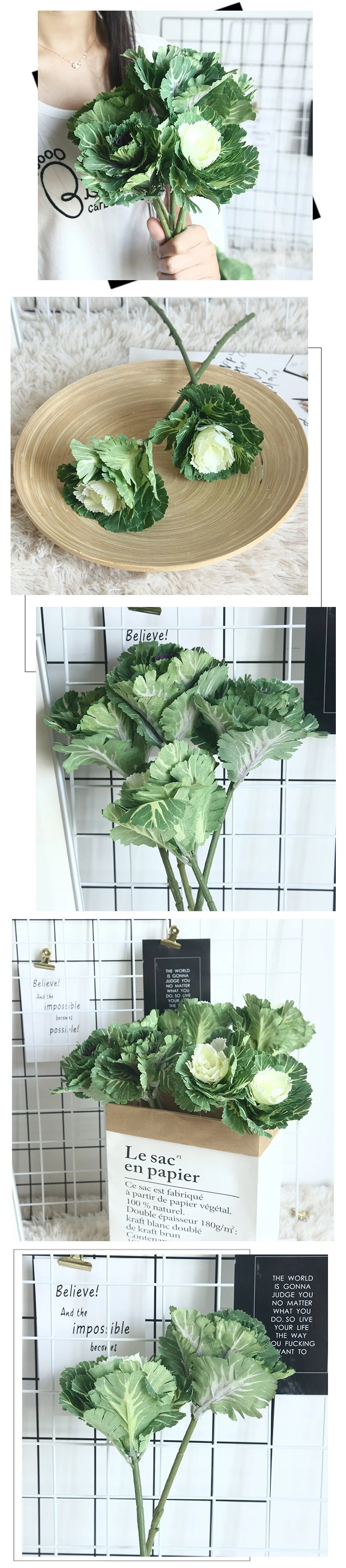 Artificial Brassica Ornamental Cabbage Stem Olive Cabbage Dy1-893