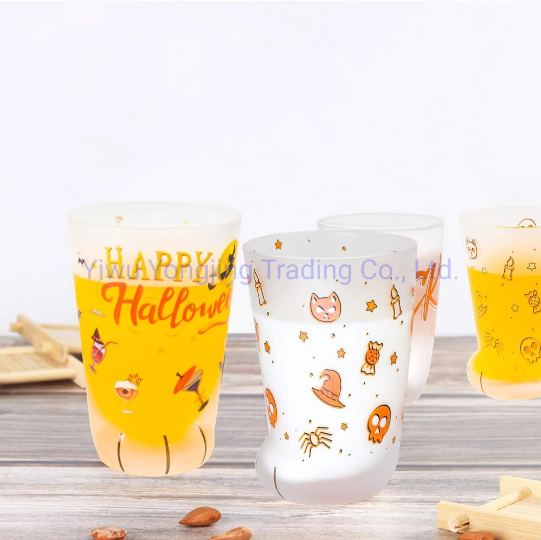 300ml Happy Halloween Cat Claw Cup Cat Paw Frosted Cup Kids Milk Glass Cups Personality Breakfast Milk Cup Cute Cat Foot Claw Print Mug Men and Women