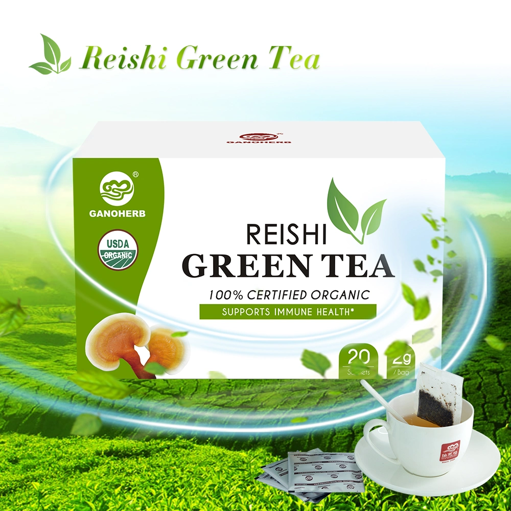 100% Certified Organic Reishi Mushroom Herbal Green Tea Ganoderma Tea