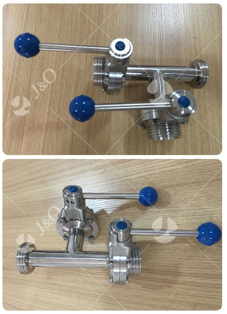 Sanitary Stainless Steel T Type 3 Way Thread Male Butterfly Valve with Pull Handle