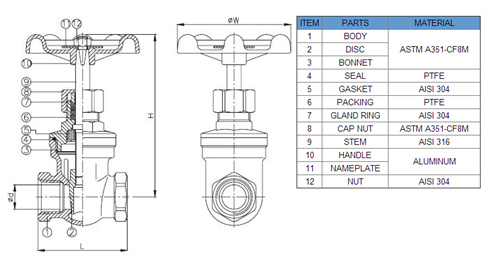 Non-Rising Stem Stainless Steel Gate Valve