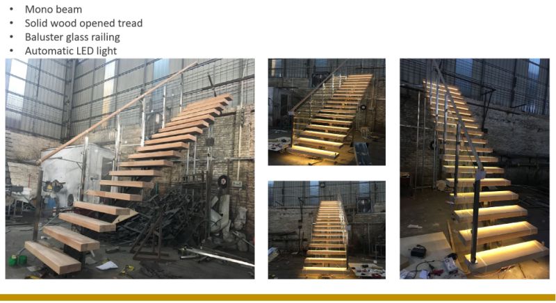 High Quality Interior Wood Staircase with Steel Beam Staircase