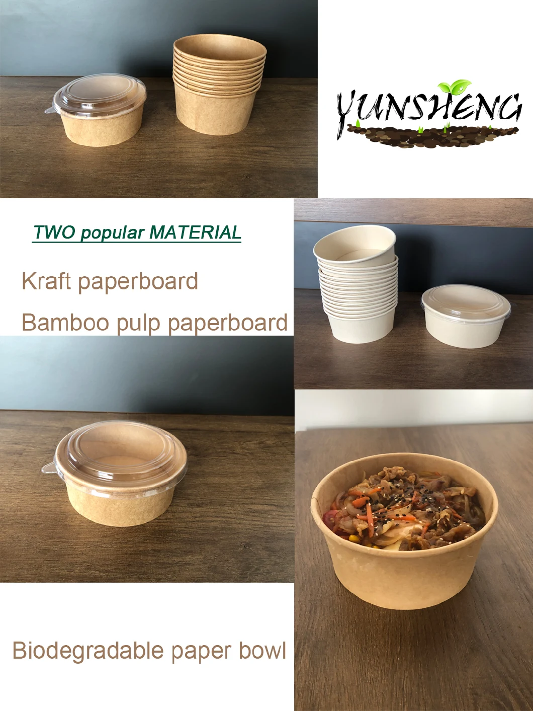 Compostable White Bagasse or Bamboo Fiber Paper Disposable Lunch Box with Two/Three Compartments with Clamshell