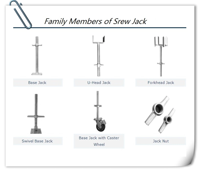 Adjustable Galavnized Hollow and Solid Scaffolding Screw Jack with U Head