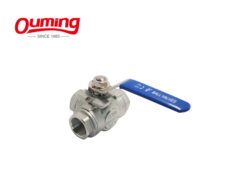 Water/Oil/Gas 316L Three Way Threaded End Ball Valve