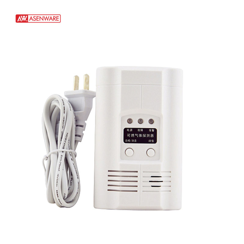 220V Standalone LPG Nature Gas Detector with Plug and Shut off Valve for Fire Alarm System